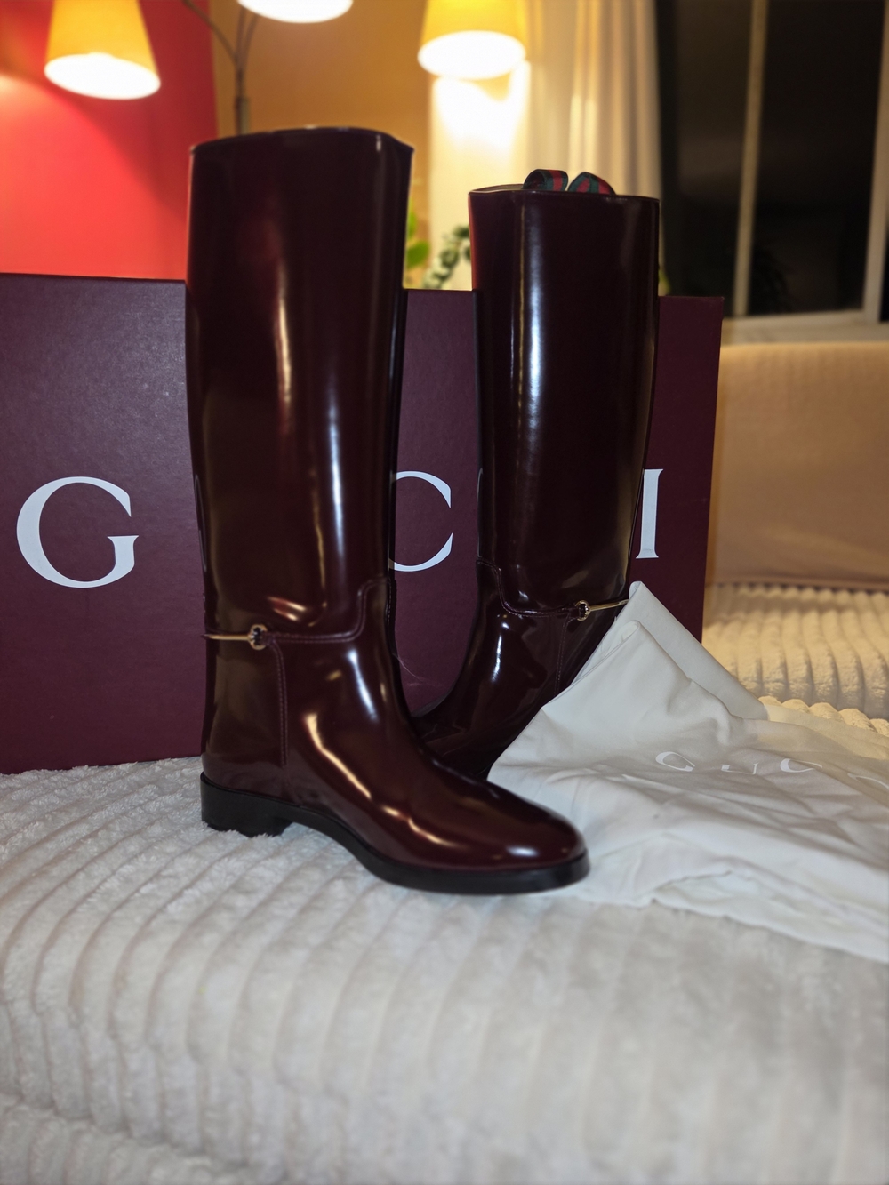 Gucci Women's Tall Leather Riding Boots - Burgundy